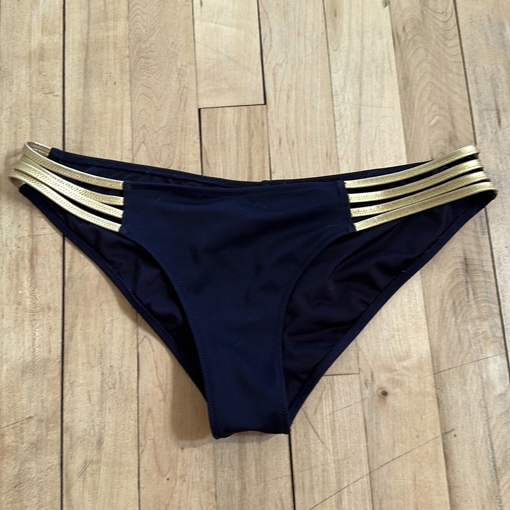 Victoria’s Secret Black and Gold Detail Swim Bottoms
